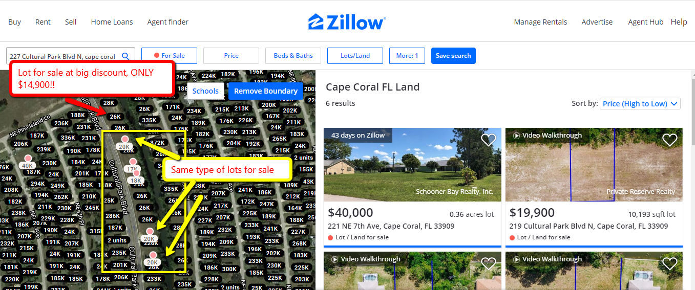 Amazing lot at 10,000 UNDER assessed value!